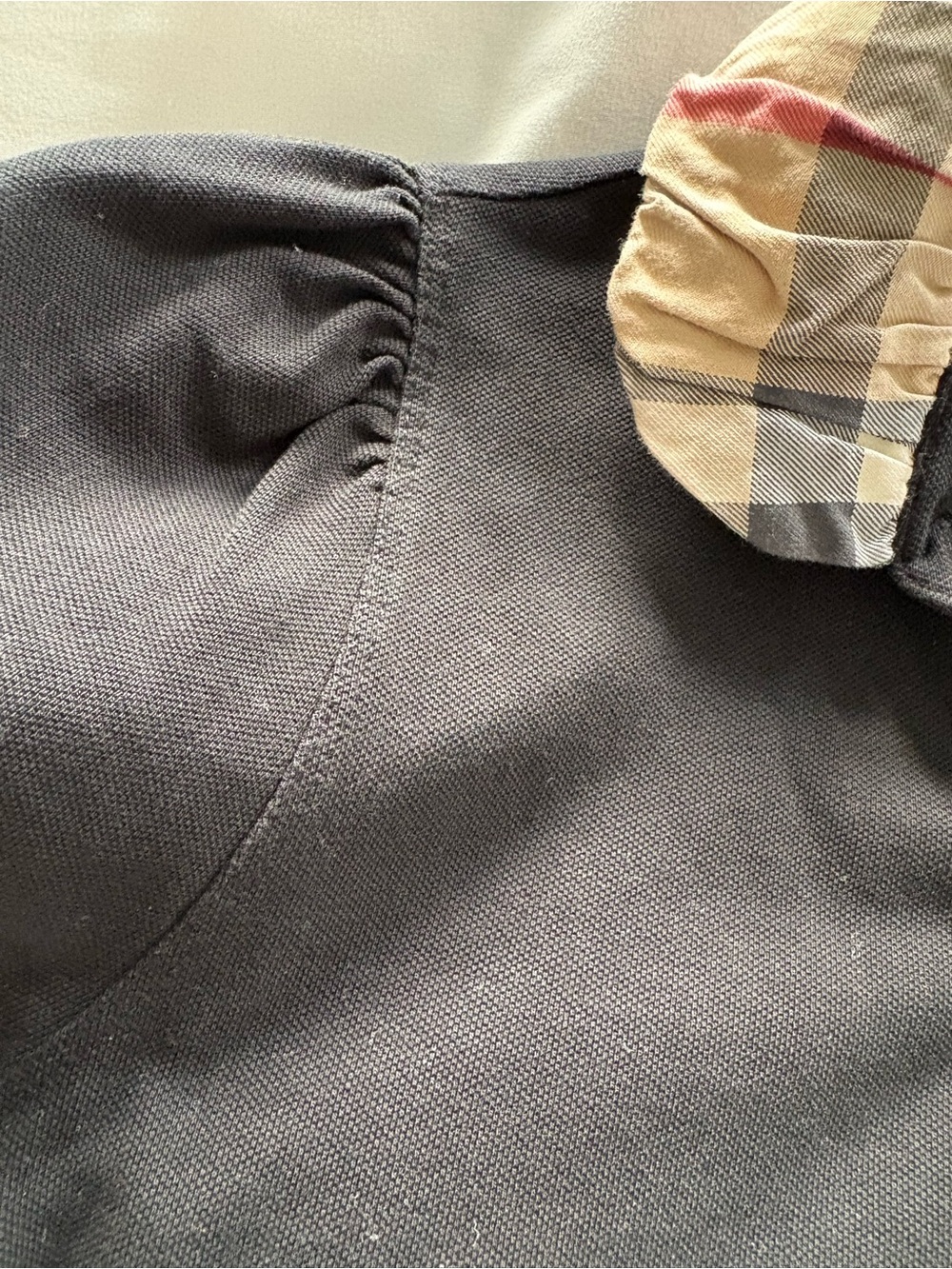 Burberry Black Short Sleeve Polo with Signature Check Collar - Picture 6 of 12